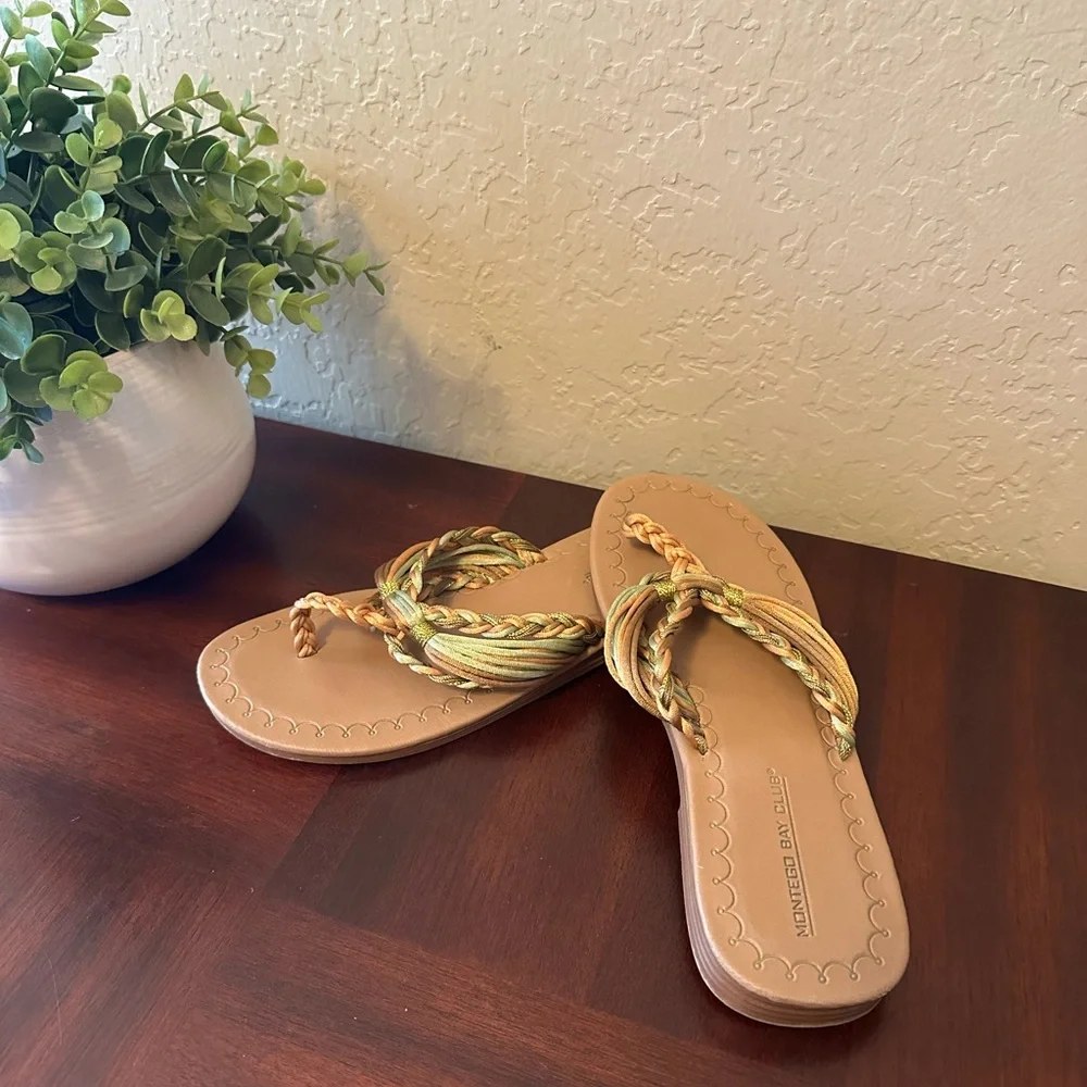 Montego Bay Club Tan and Green Sandals with Elegant Design - Picture 5 of 7